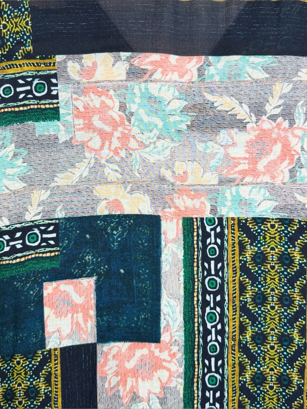 Maeve Anthropologie L Patchwork Floral Dress Lace Bell Sleeve Boho Whimsigoth - Picture 9 of 9
